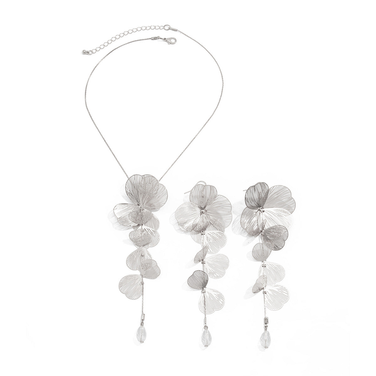 Ginkgo Leaf Pearl-Style Necklace & Earrings Set
