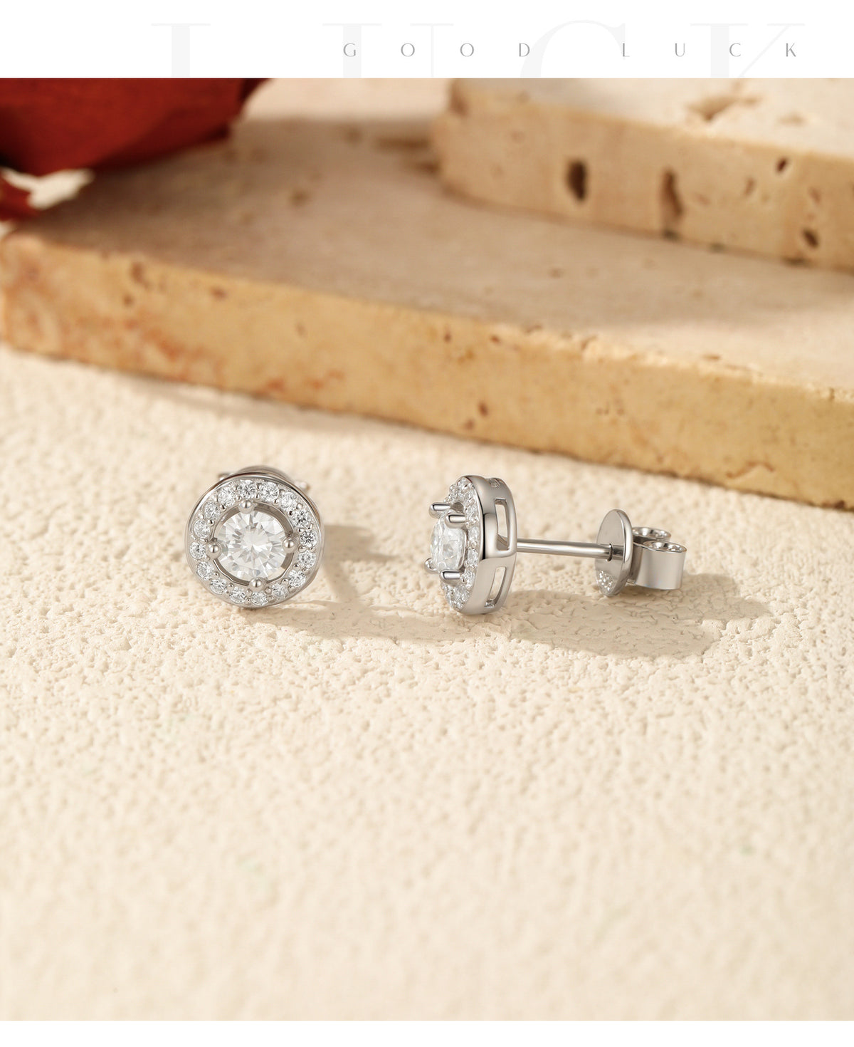 925 Sterling Silver Round Moissanite Stud Earrings