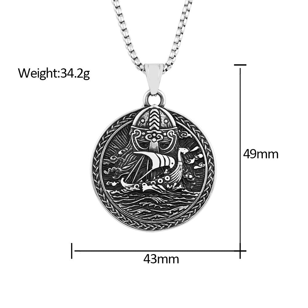 Planderful Everyday Genie Viking Ship Necklace - Titanium Steel Pendant For Retro Fashion Lovers