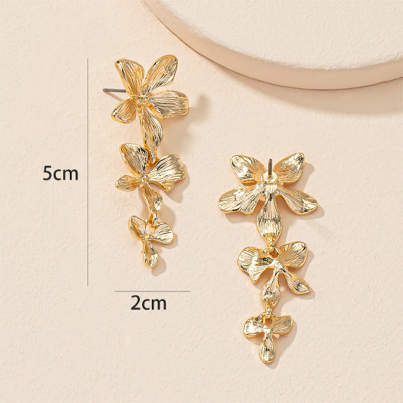 Exaggerated Metal Floral Earrings - Vienna Verve Collection