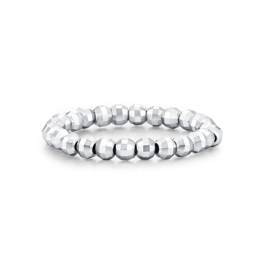 925 Sterling Silver Floral Bead Ring