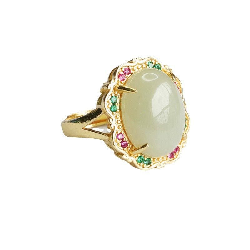 Qingshui Hetian Jade Petal Ring