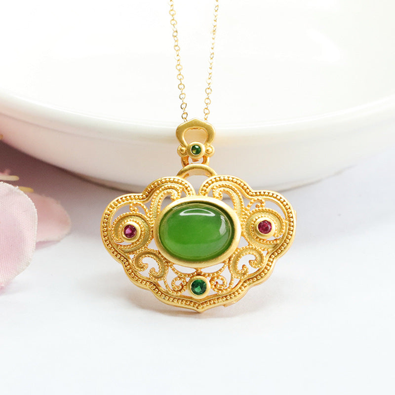 Fortune's Favor Hetian Jade Ruyi Pendant Necklace