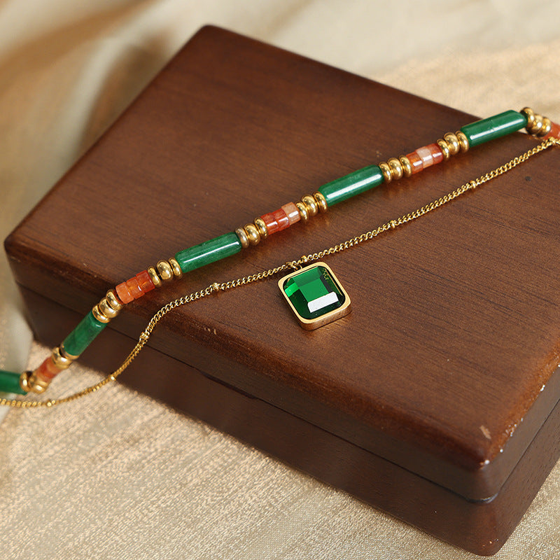 Luxurious Natural Stone Double Layer Necklace for Women