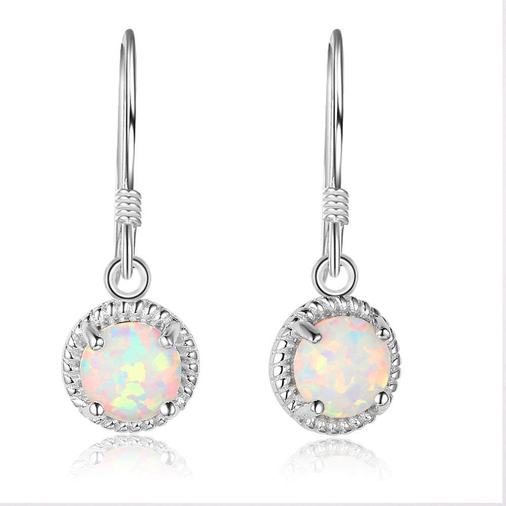 Planderful Jewelry Opal Drop Earrings Sterling Silver Twist Design For Everyday Luxury