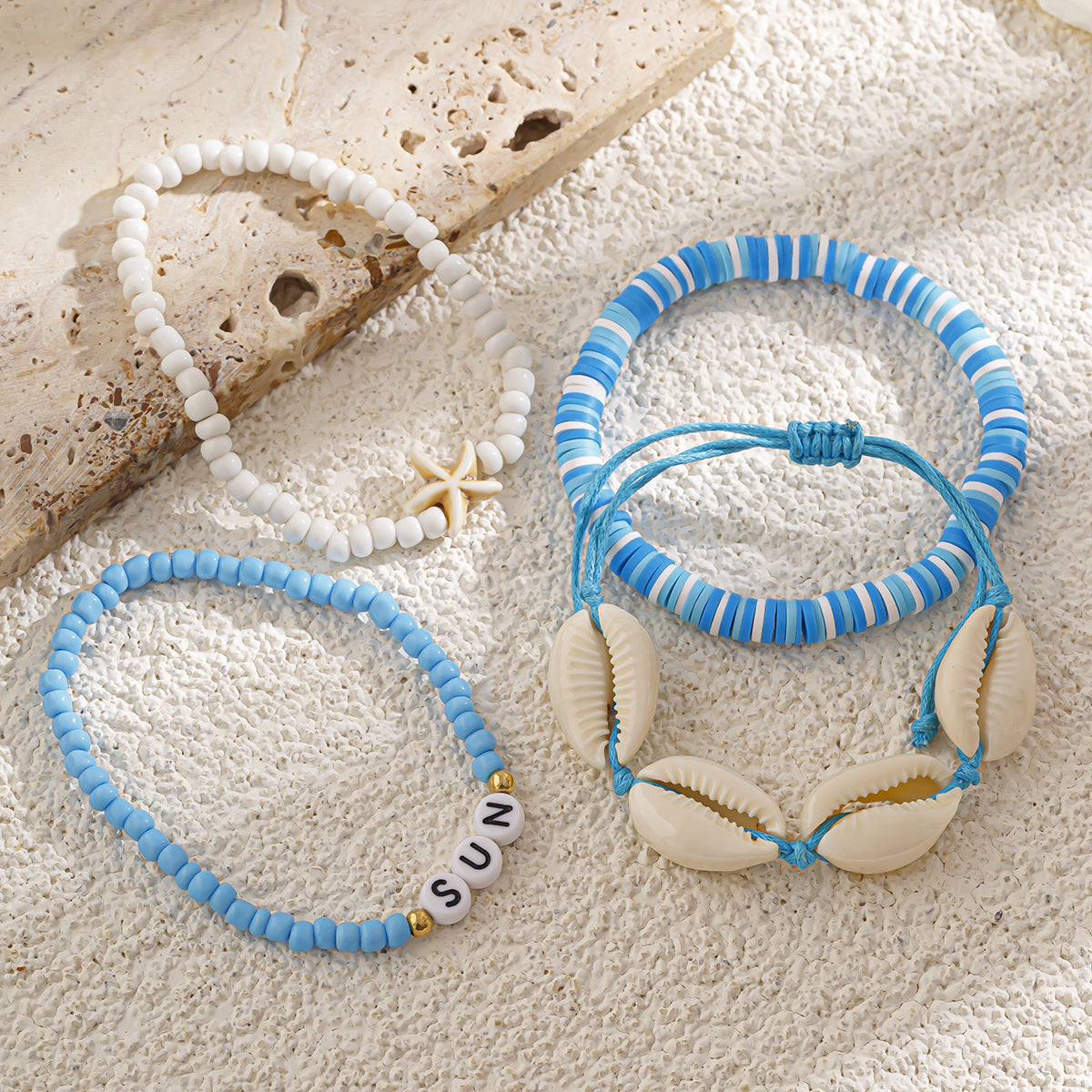 Planderful Vienna Verve Starfish Beaded Bracelet For Women Oceanic Wind Shell Rice Beads Jewelry Set