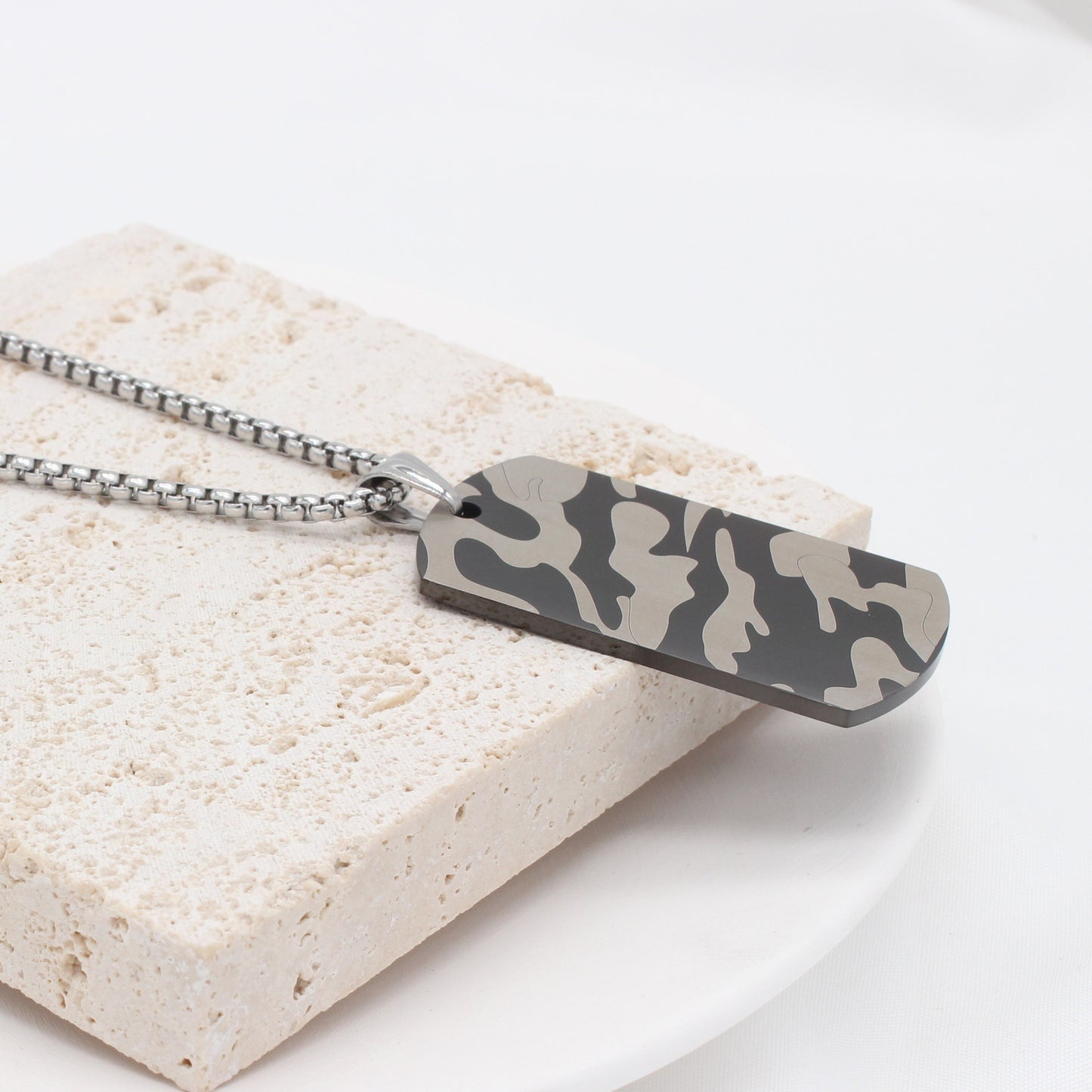 Personalized Camouflage Pendant Titanium Steel by Planderful For Unisex Streetwear Fans
