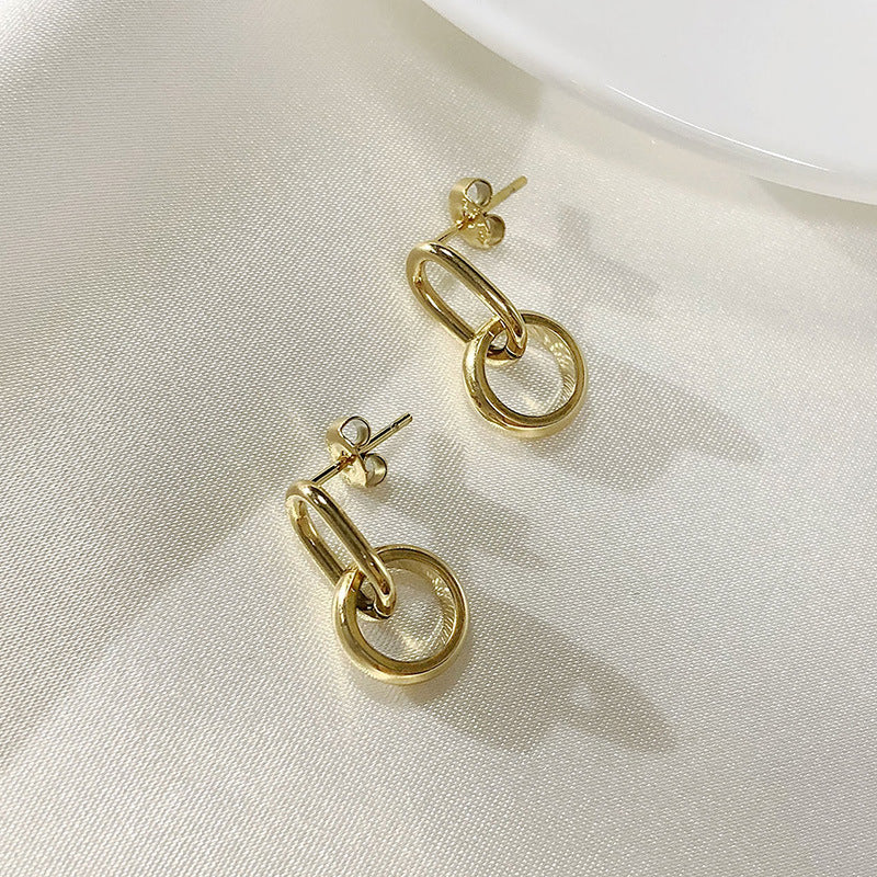 Titanium Steel Earrings Wholesale Thin Double Ring Style