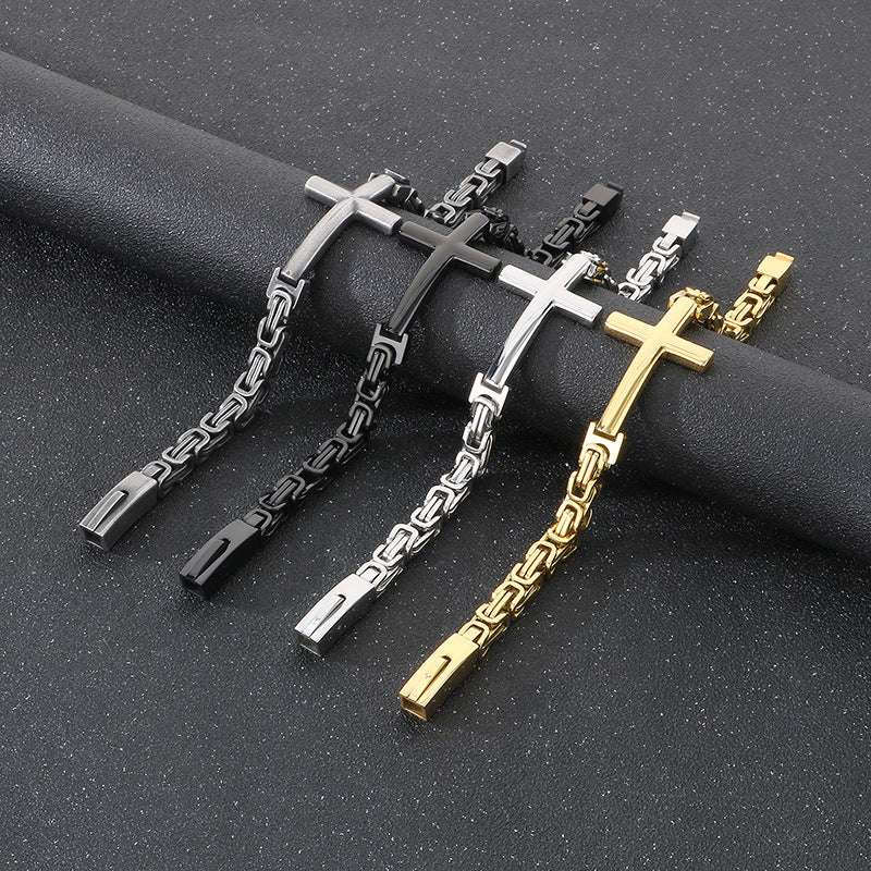 Planderful Men Cross Bracelet Retro Byzantine Titanium