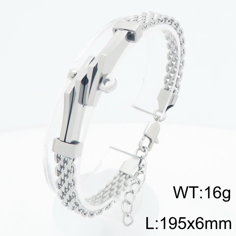 Extension Chain Bracelet Irregular Horseshoe Bent Mesh Cuban Chain Stainless Steel