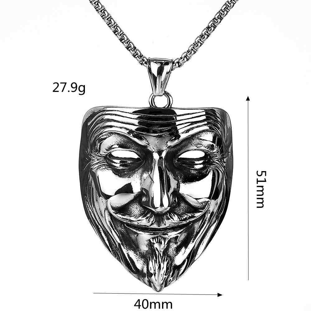 Vintage Mask Stainless Steel Men's Pendant Necklace