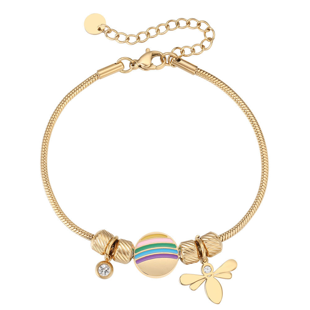 Bee Lady Titanium Steel Beaded Bracelet Statement Accessory From Planderful Everyday Genie For Fashion Forward Women