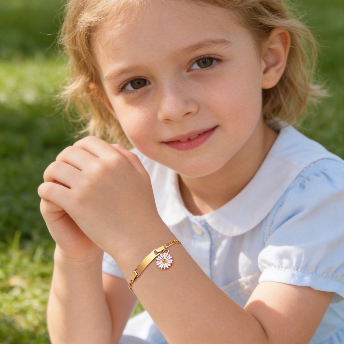 Engravable Sunflower Stainless Steel Bracelet