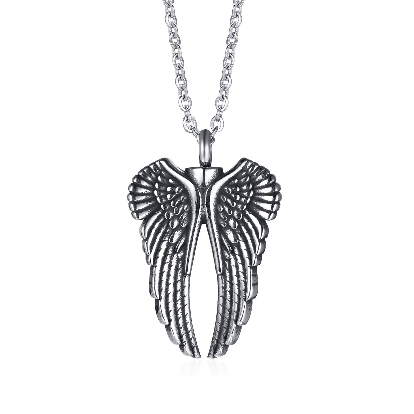 Stainless Steel Angel Wings Urn Pendant Necklace for Men