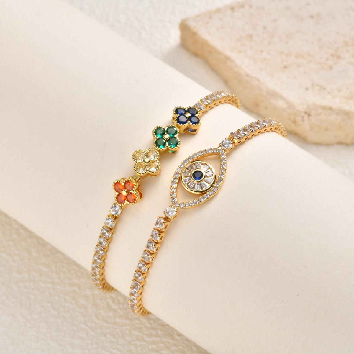 Devil's Eye Flower Zircon Copper Bracelet