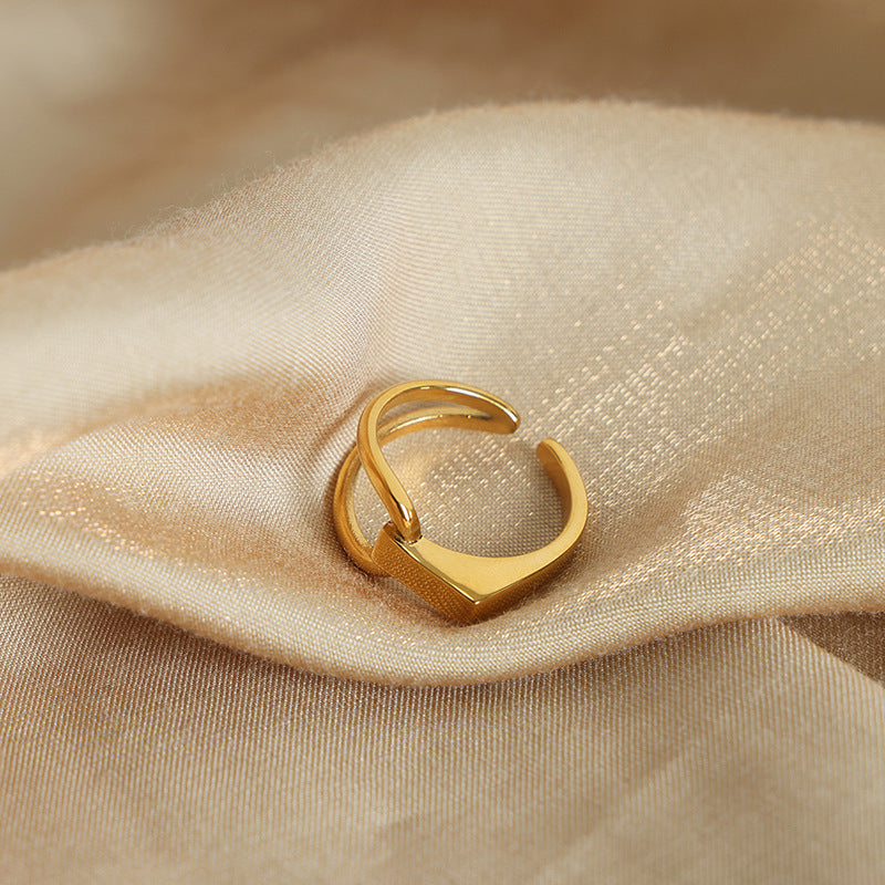 Chic Titanium Steel Gold-Plated Open Ring for Women