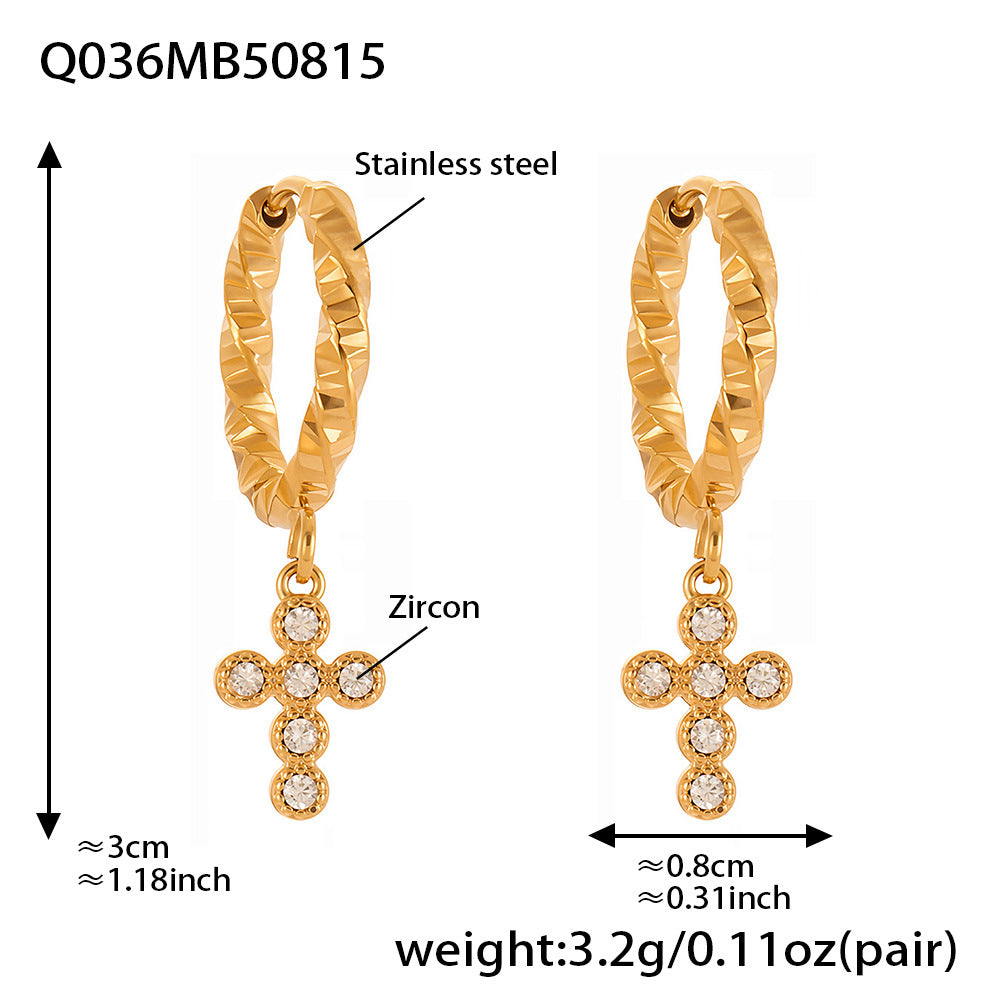 Planderful Zircon Cross Earrings Gold Plated Everyday Genie