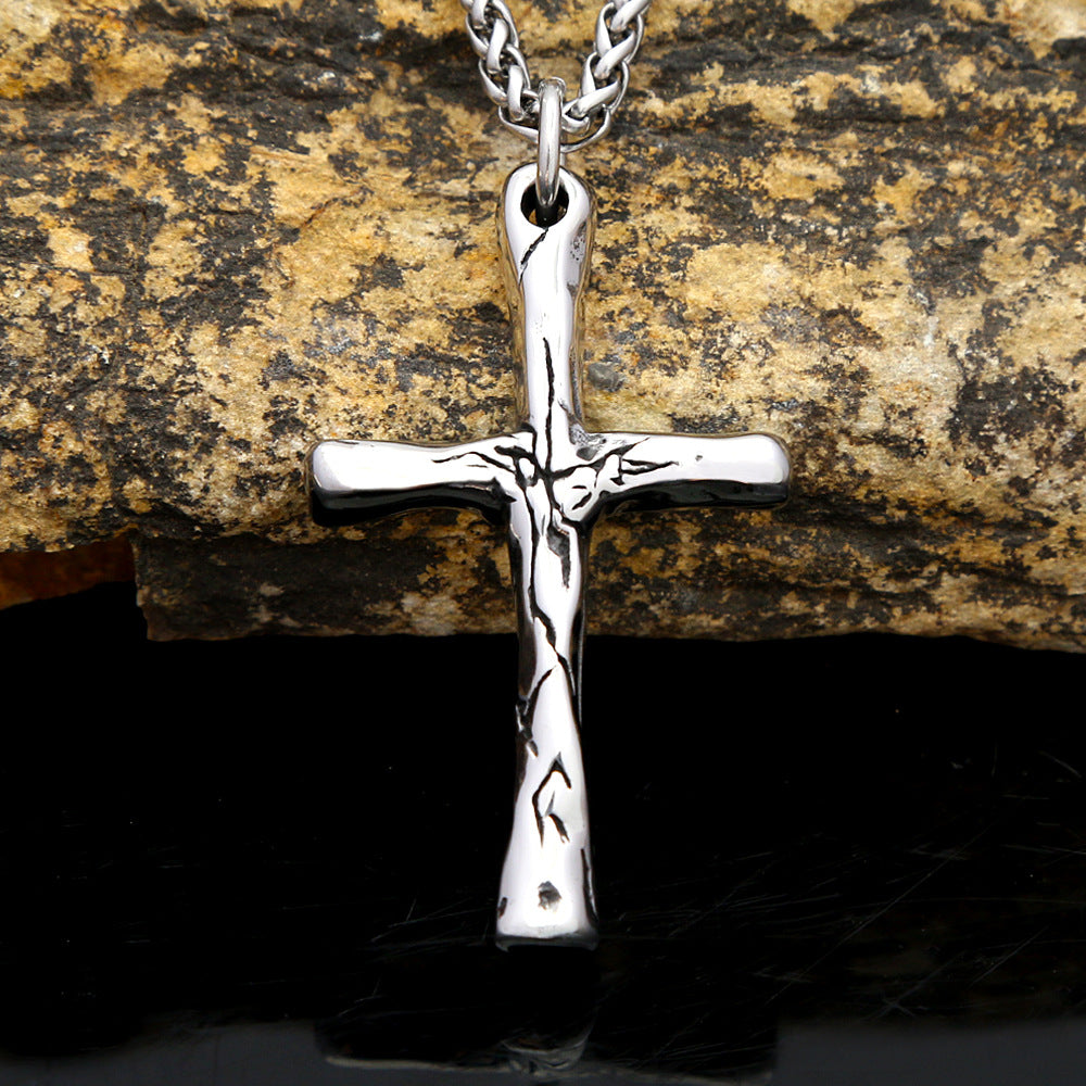 Cross-Border Jewelry Wholesale Men's Titanium Steel Cross Necklace