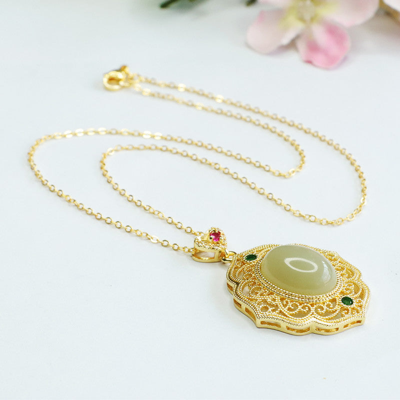 Jade Fortune's Favor Sterling Silver Pendant