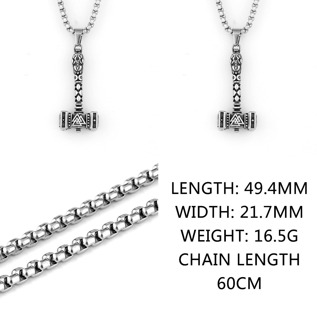 Planderful Viking Thor Hammer Pendant Titanium For Men