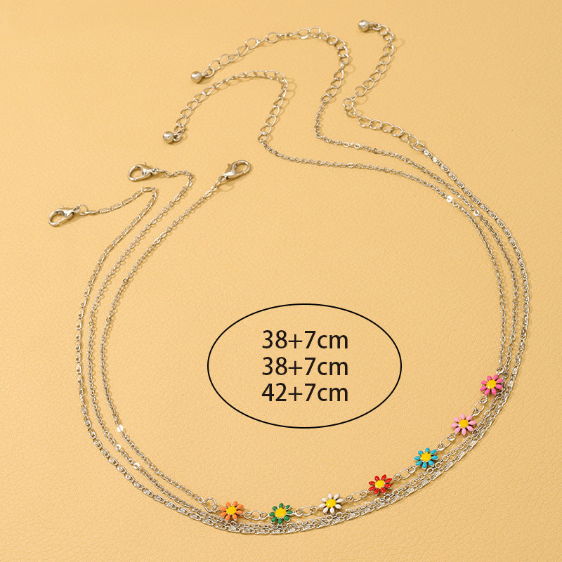 Dainty Daisy Glazed Flower Necklace Set - Elegant Jewelry Wholesale