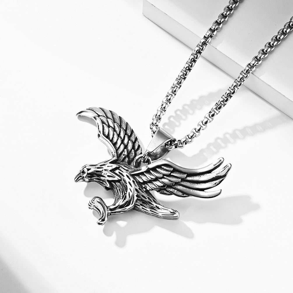 Stainless Steel Eagle Necklace Planderful Unisex Titanium Wing Pendant Personalized Gift Of Protection