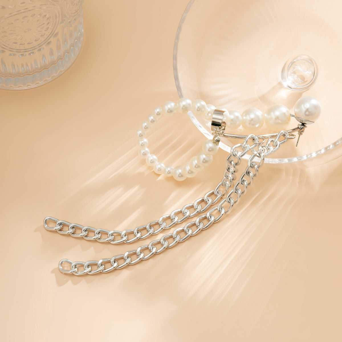 Elegant Imitation Pearl Chain Tassel Earrings for Women