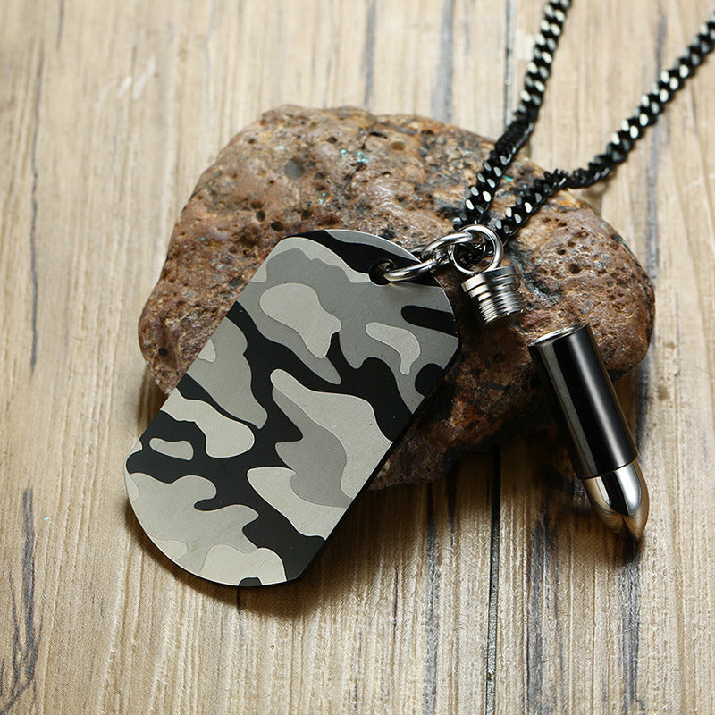 Titanium Steel Camouflage Element Tag Bullet Pendant Wholesale