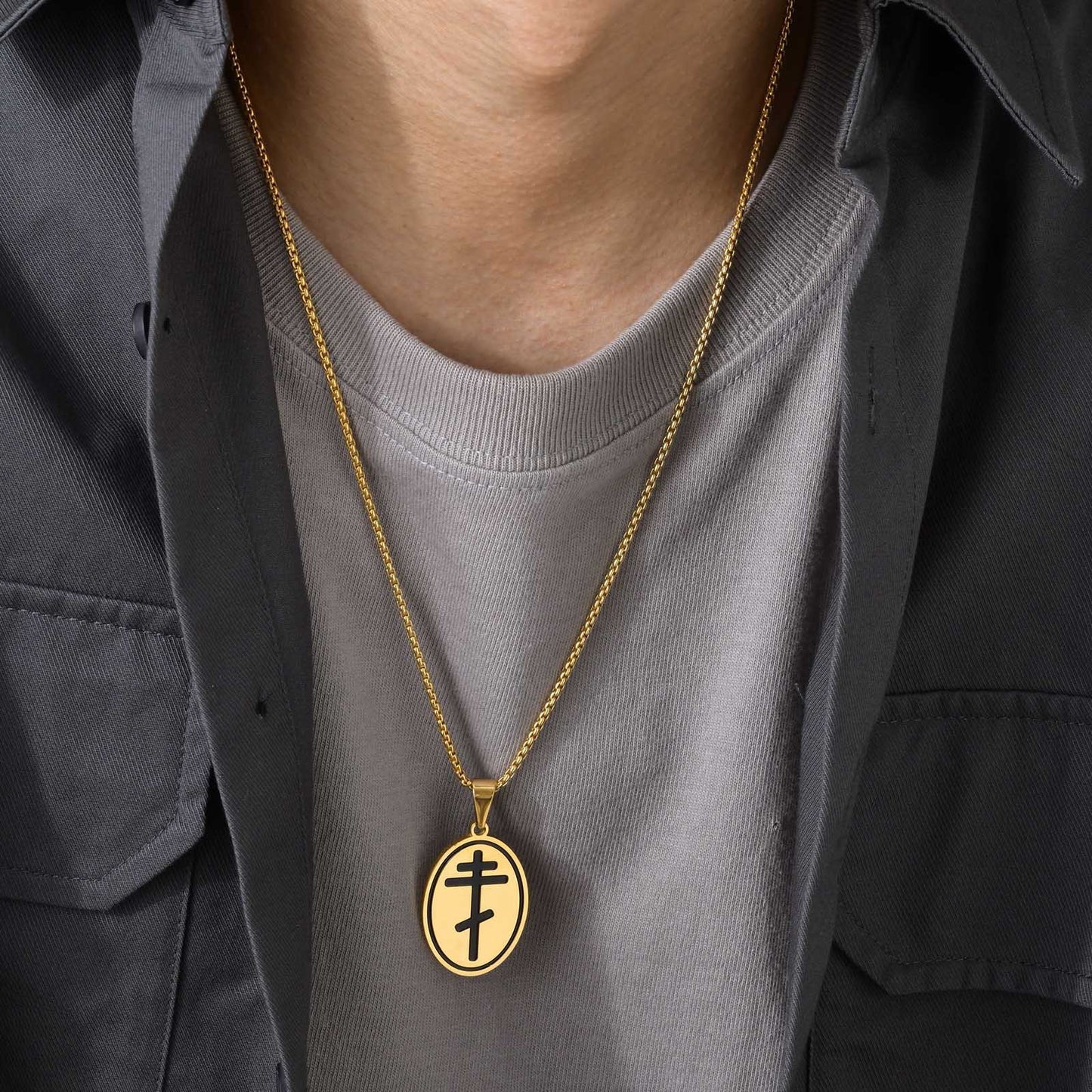 Cross-Border Hip-Hop Trend Stainless Steel Gold Pendant
