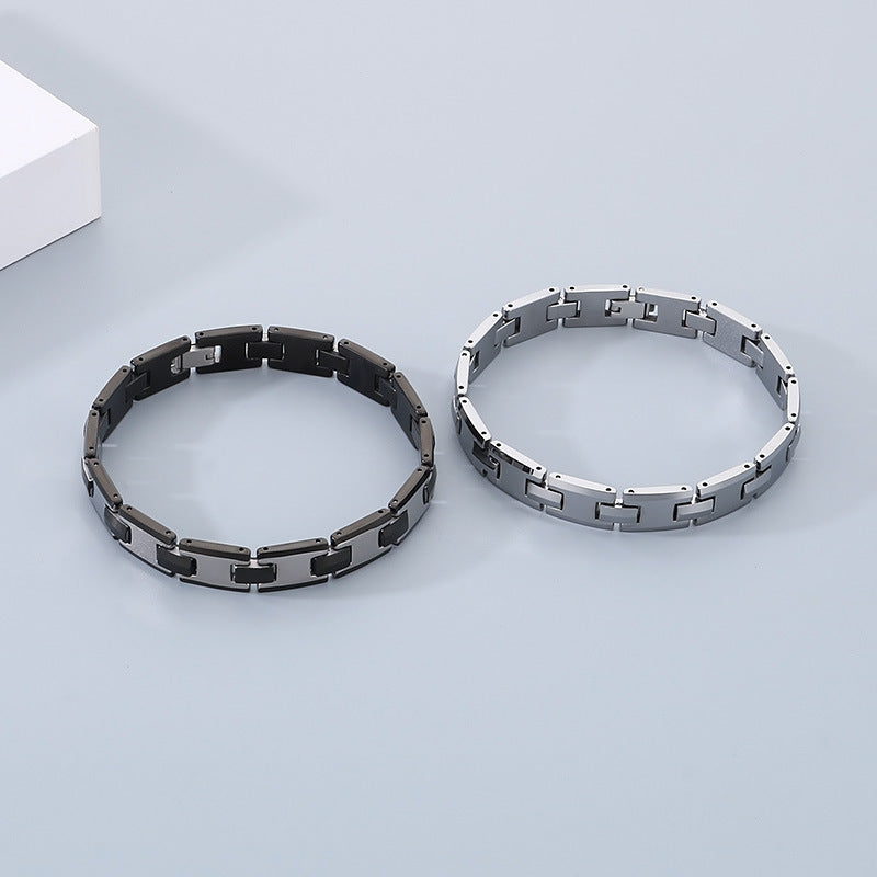 Planderful Unisex Tungsten Steel Adjustable H Shaped Bracelet