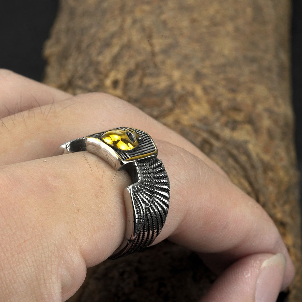 European And American Jewelry Wholesale Men's Titanium Steel Ring Retro Punk Skull Ring Non-Rusty And Non-Allergic