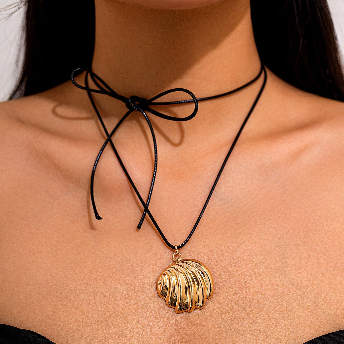 Sculptural Bow & Rose Pendant Choker