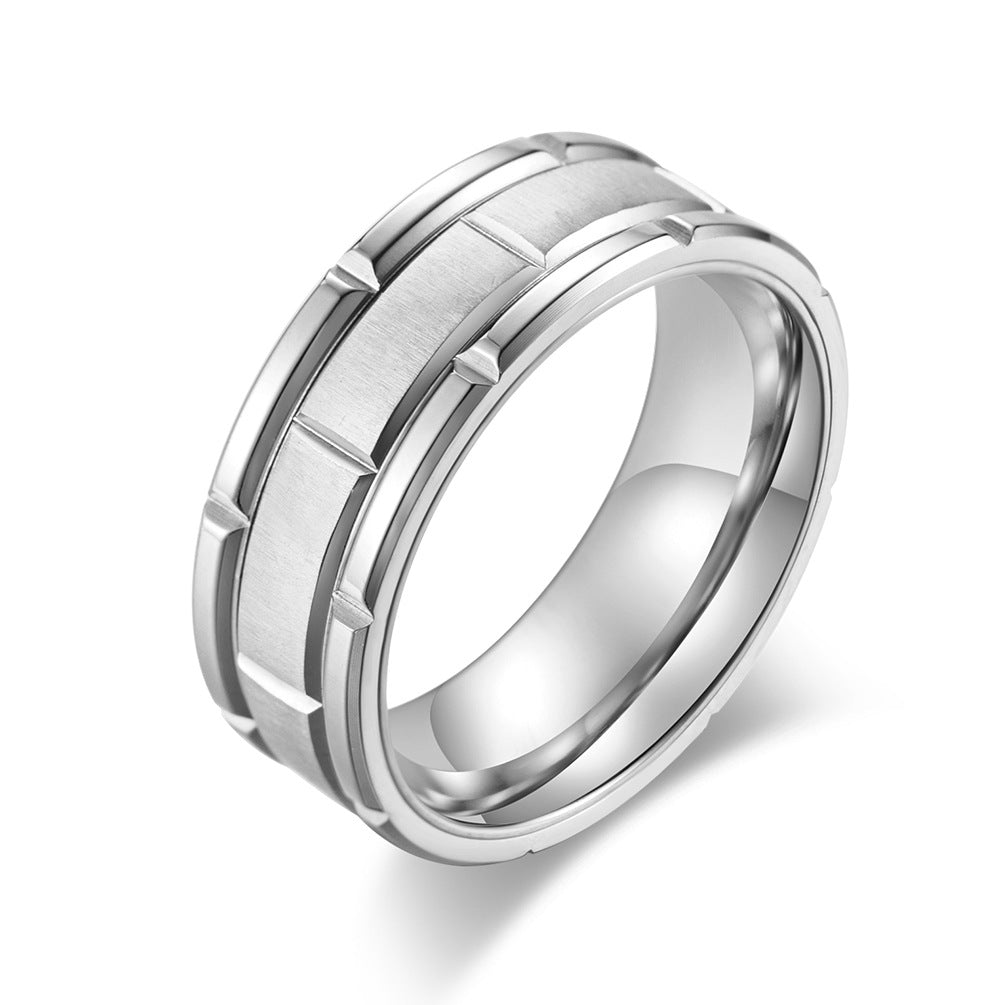 Cross-Border E-Commerce Titanium Steel Brushed Couple Ring