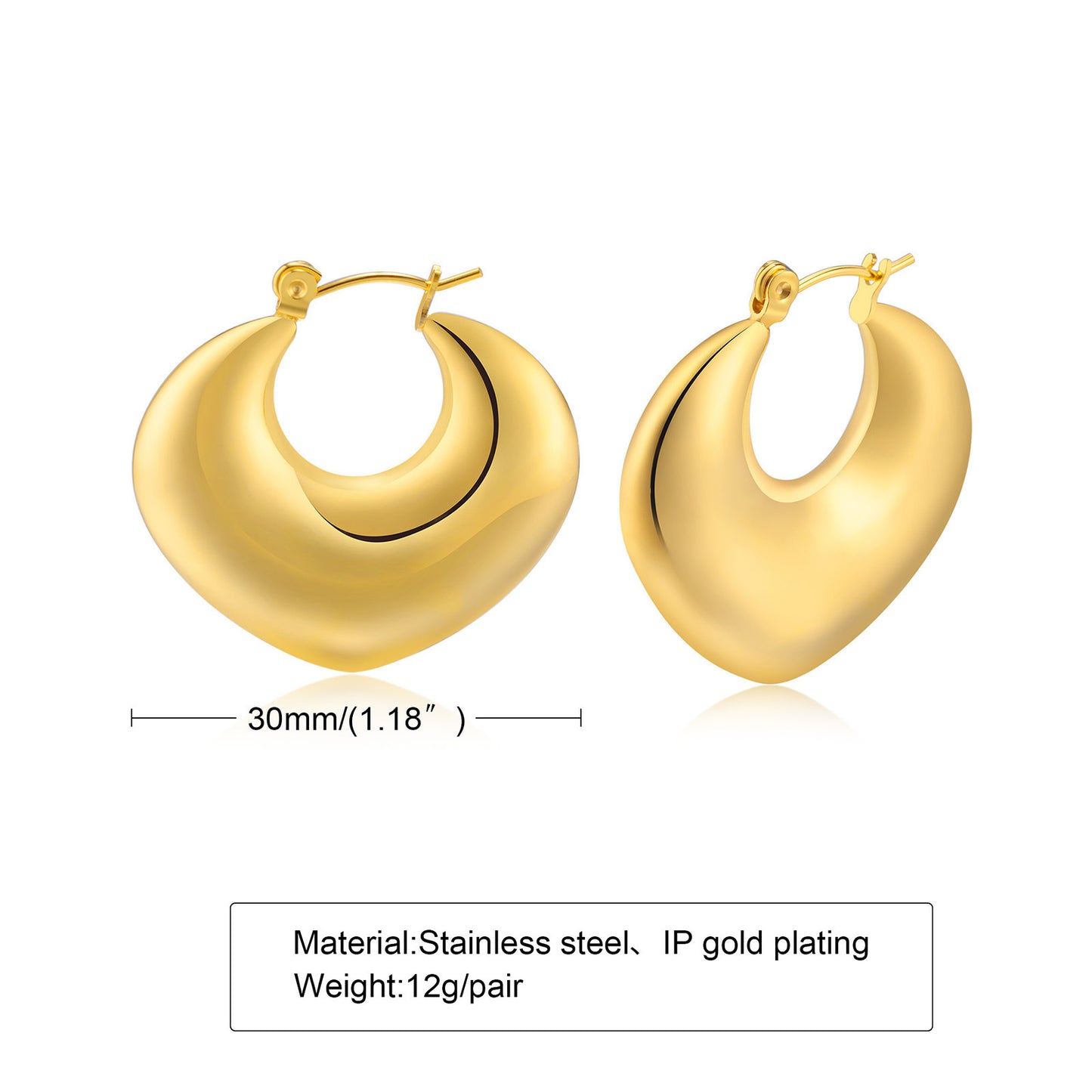 Stainless Steel Women's French Fashion Hollow Peach Heart Earrings