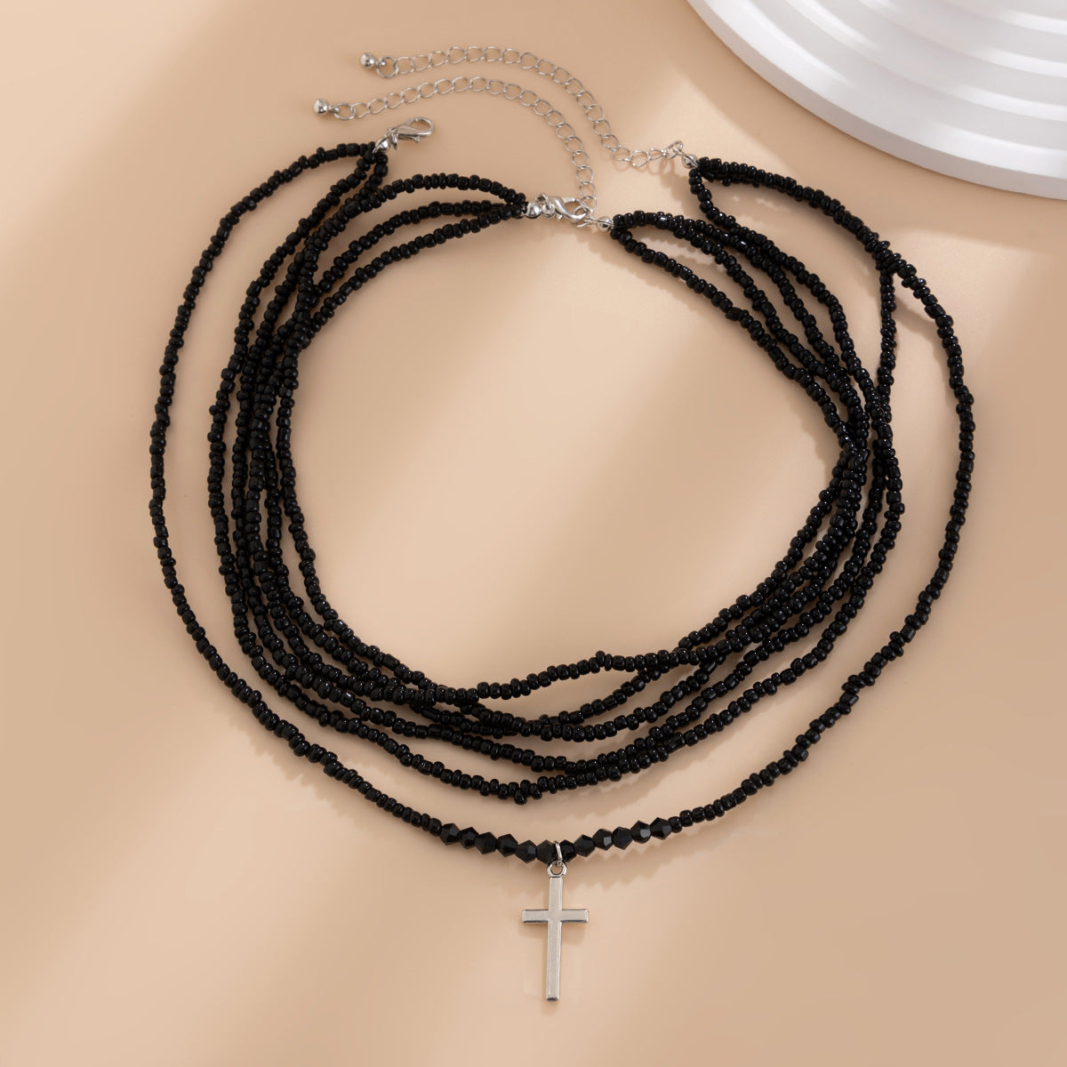 Gothic Beaded Necklace For Alternative Style Fans Planderful Vienna Verve Multi Layered Cross Statement