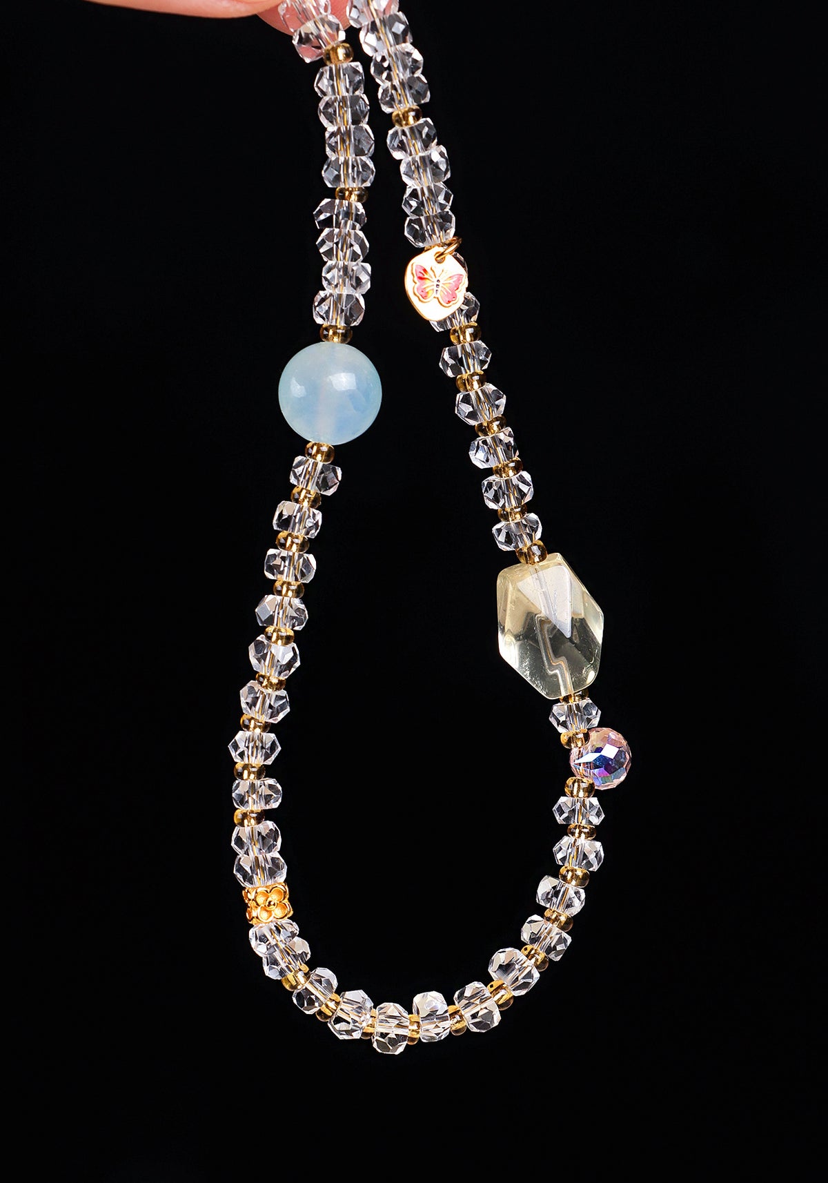 925 Sterling Silver Aquamarine Crystal Necklace