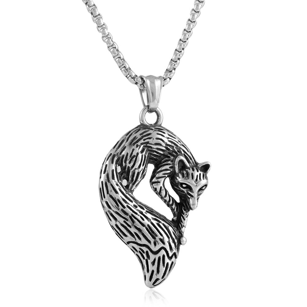 European And American Stainless Steel Fox Pendant Necklace