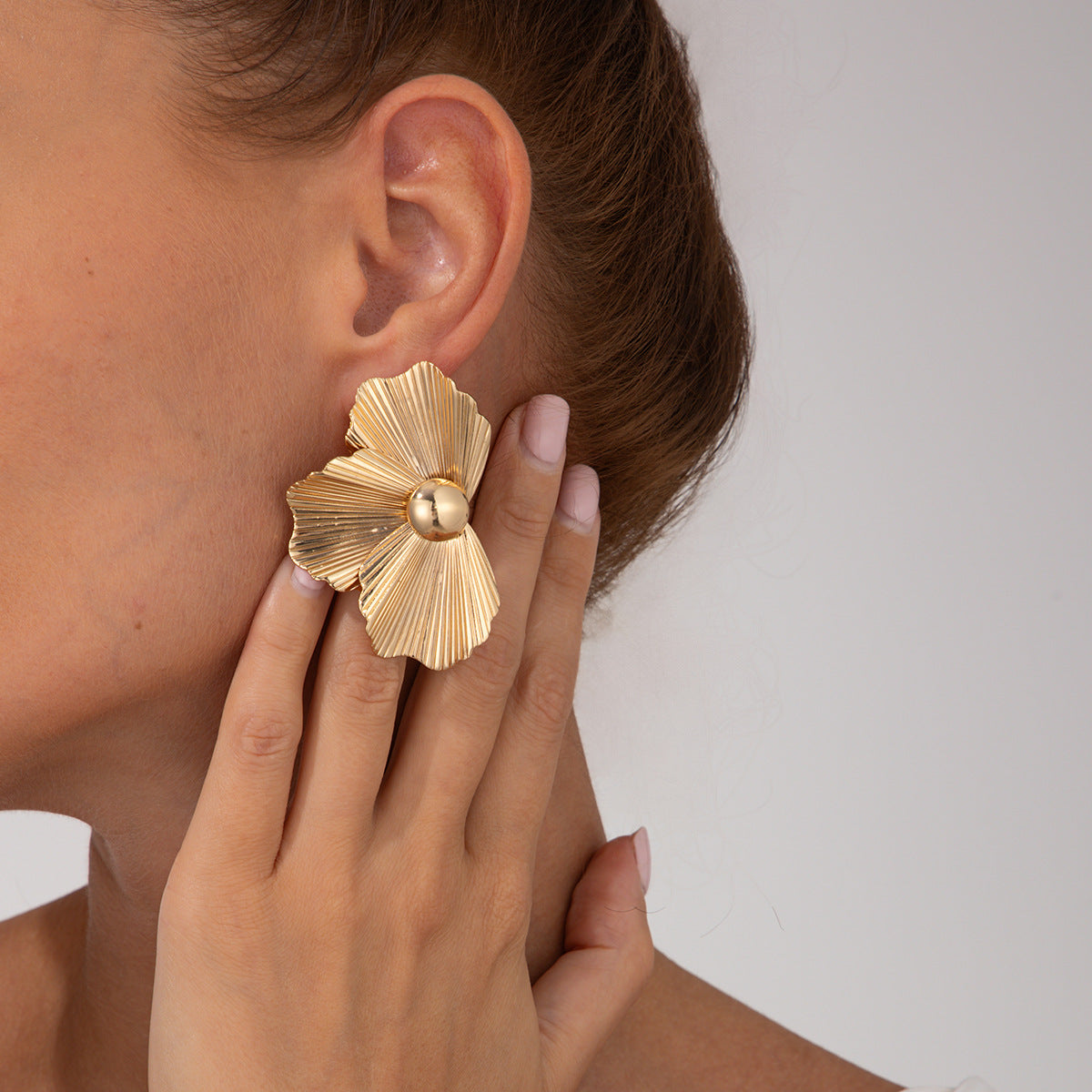 Planderful Vienna Verve Earrings – Elegant Three-Dimensional Metal Flower Design