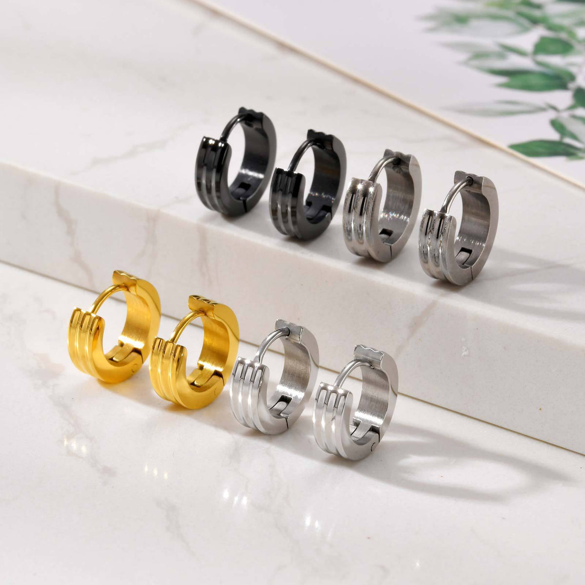 Stainless Steel Single Earring — Four Finishes