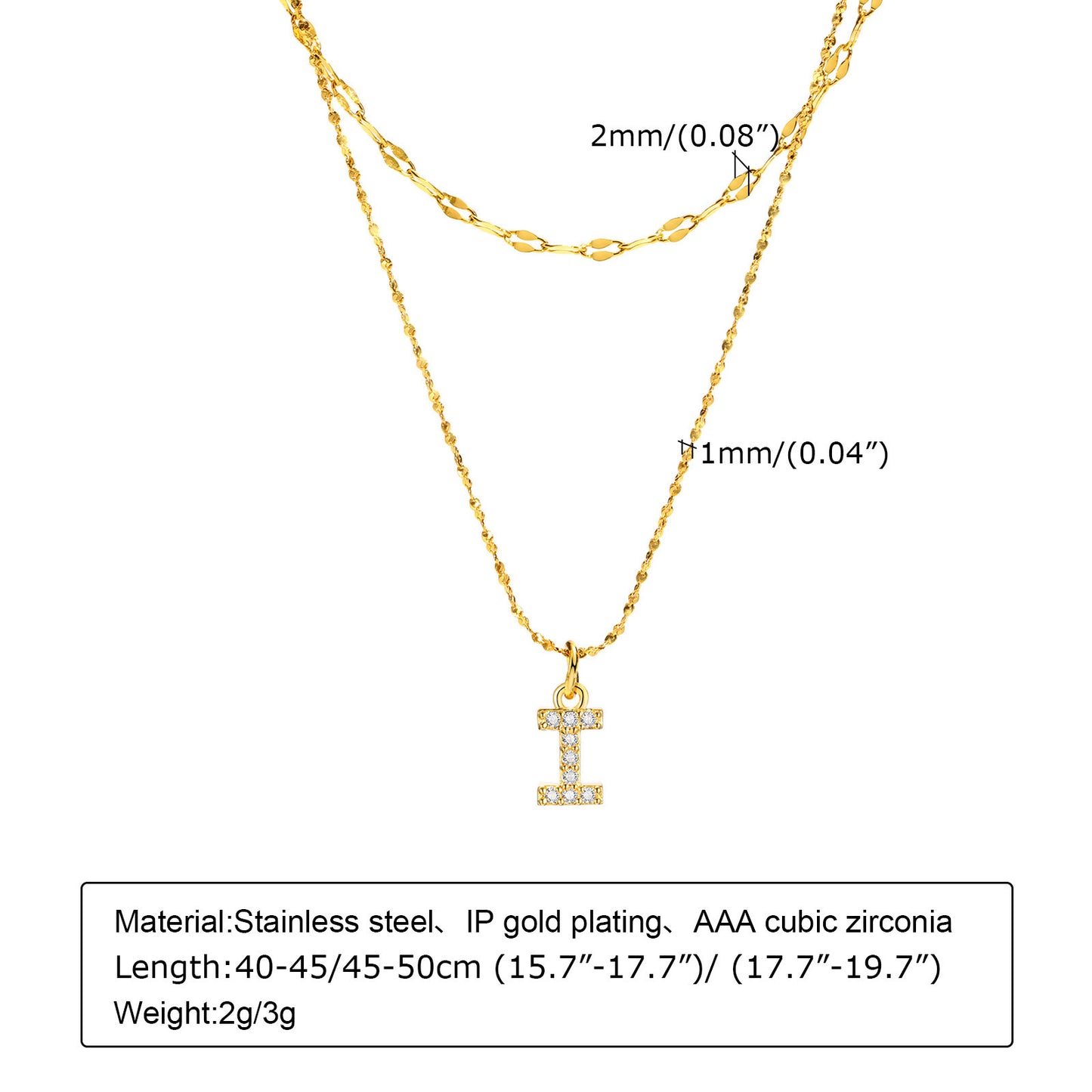 Stainless Steel 26-Letter Zircon Necklace Set for Summer Fashion