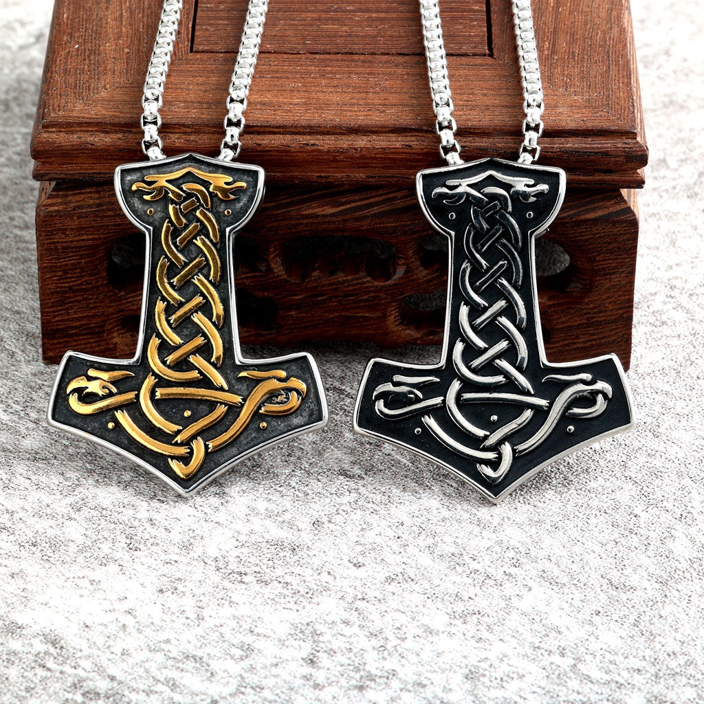 Viking Dragon Stainless Steel Pendant Necklace