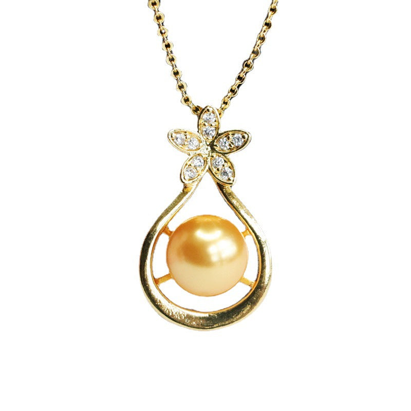 Champagne Shell Pearl Five-Petal Pendant — No Chain