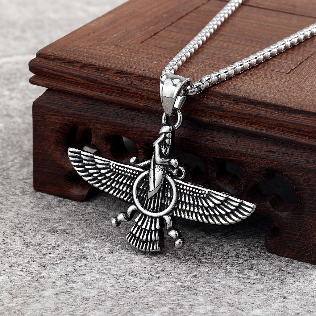 Vintage Egyptian Stainless Steel Men's Pendant Necklace