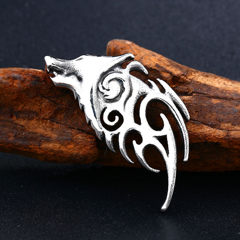 Nordic Viking Wolf Head Pendant - Creative Titanium Steel Jewelry for Men