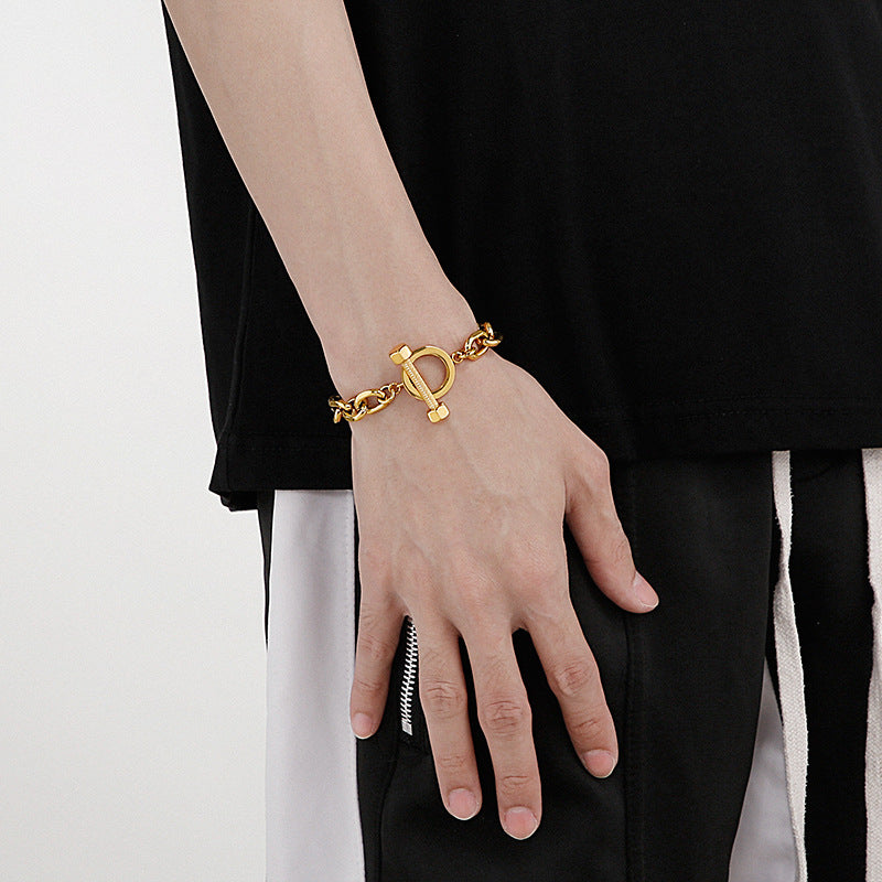 Planderful Everyday Genie Black Barbell Bracelet For Men