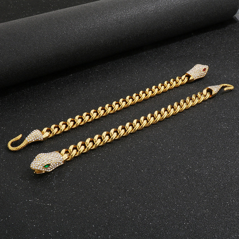 Men's Matte Cuban Chain Bracelet – Double-Sided Pavé Zircon