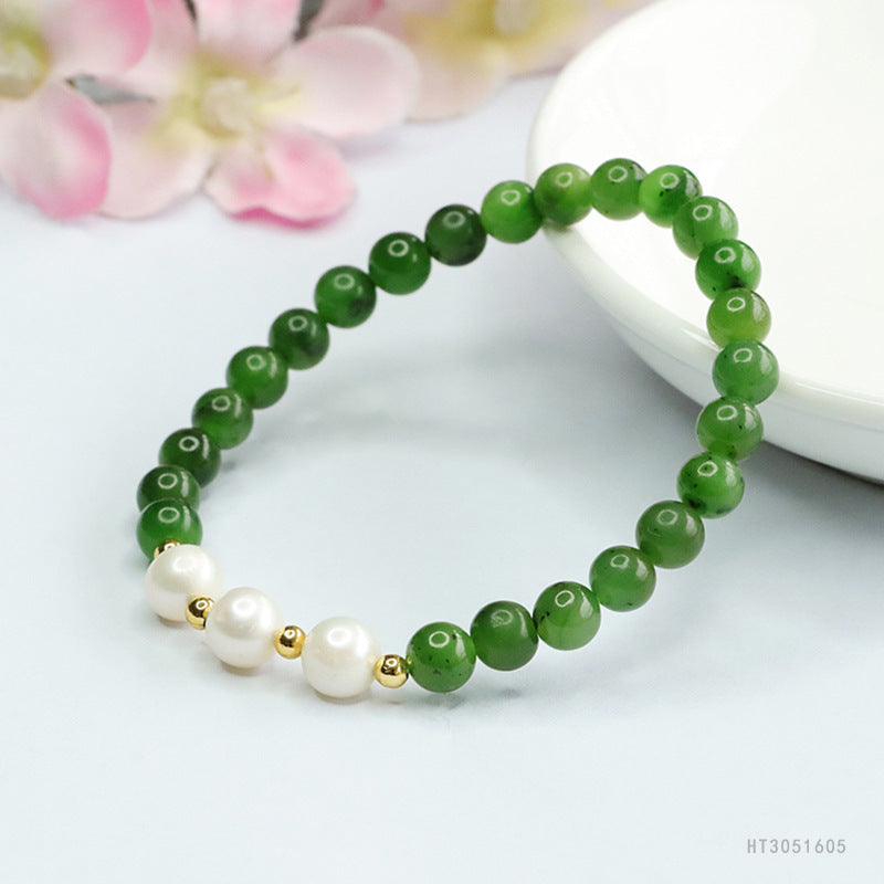 Hetian Jasper & Pearl Bracelet