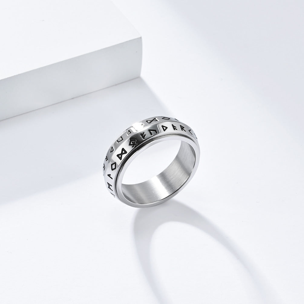 Nordic Viking Rotatable Titanium Steel Ring for Men