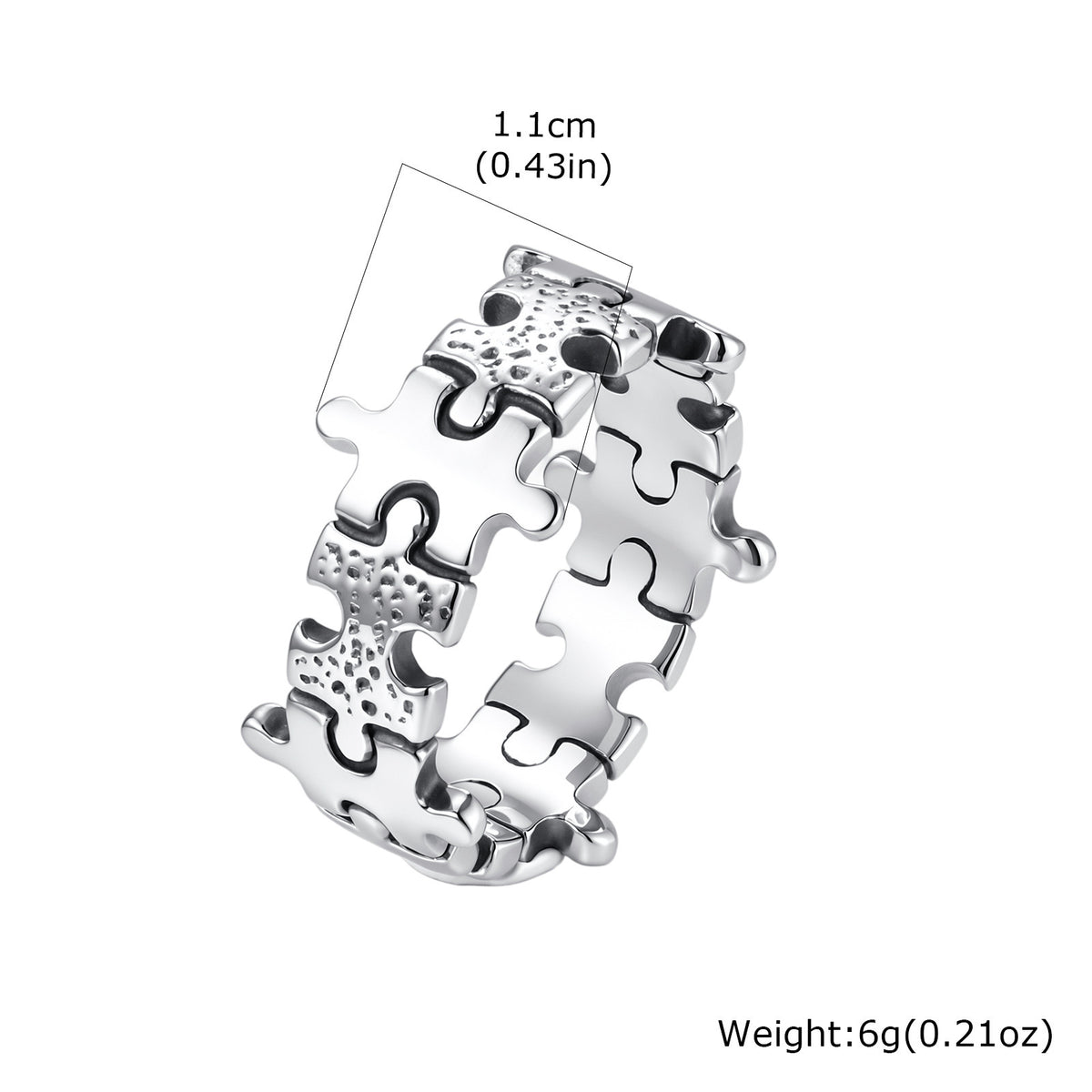 Pieces Puzzle Stainless Steel Puzzle Punk Individual Cold Wind Ring