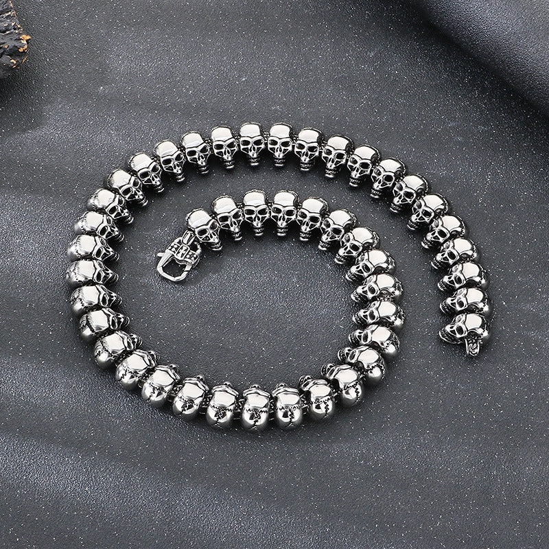 Planderful Skull Necklace For Men Titanium Steel Bold Punk